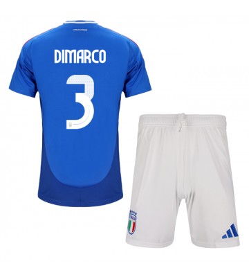Italien Federico Dimarco #3 Hemmakläder Barn EM 2024 Kortärmad (+ Korta byxor)